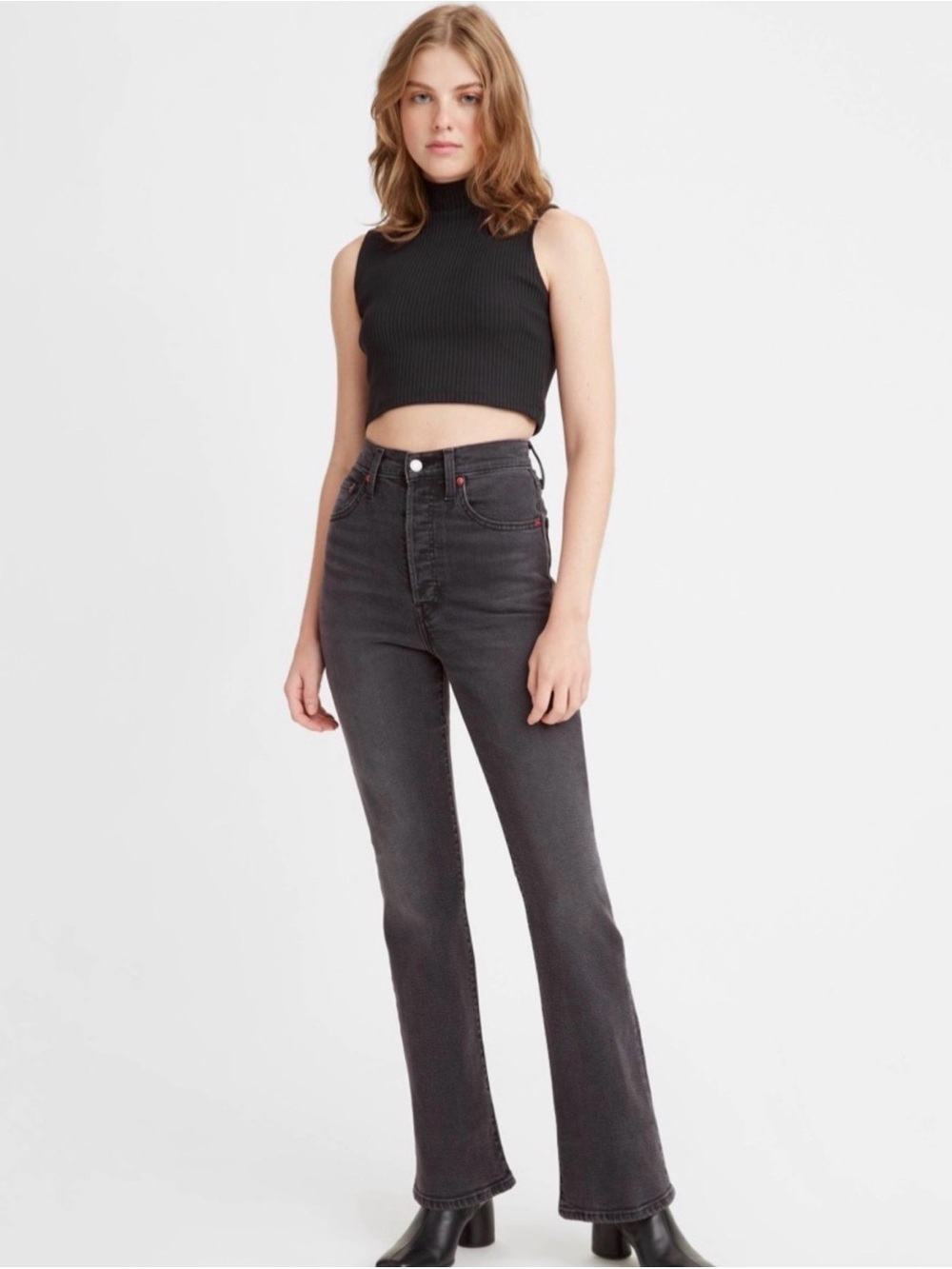 Levi’s Ribcage Boot Jeans High Rise Black Charcoal Size 29
